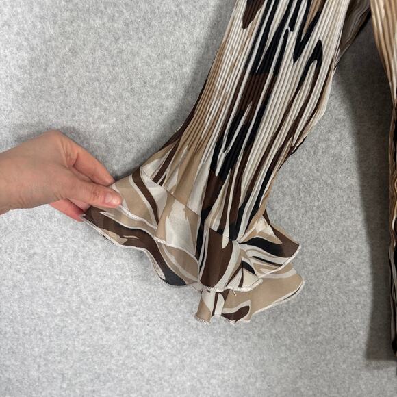 Vintage 90s Crinkle Sheer Blouse XL Ruffle Artsy Abstract Neutrals Siren Loud - Picture 4 of 11